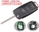 Clé Vierge Programmable Volkswagen Golf Passat Beatle polo  SKODA 3 Boutons ID48 434MHz 1J0959753AH